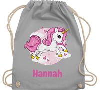 Turnbeutel Rucksack - Einhorn Name I Unicorn I Einhörner - Unisize - Hellgrau - einhornrucksack unicorns beutel kinderturnbeutel einhörnern stoffbeutel turnsackerl kindergarten kinder