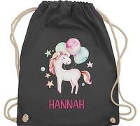 Turnbeutel Rucksack - Einhorn Unicorn Einhörner - Unisize - Dunkelgrau - turntasche mädchen name einhornrucksack unicorns stoffbeutel tasche kindergarten beutel schulkind einhörnern sportbeutel