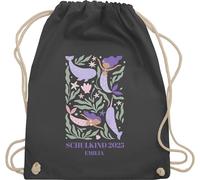 Turnbeutel Rucksack - Einschulung Geschenk Meerjungfrau Schulkind Jahreszahl mit Name personalisiert I Mermaid Geschenk Schulanfang I Schulbeginn - Unisize - Dunkelgrau - erster schultag sportbeutel