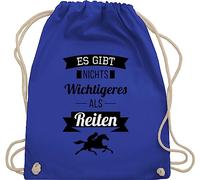 Turnbeutel Rucksack - Es gibt nichts Wichtigeres als Reiten - Unisize - Royalblau - pferd kinderturnbeutel reitrucksack pferde sprüche bag tasche für reiter pferdemotiv stoffbeutel pferdetaschen