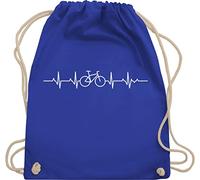 Turnbeutel Rucksack - Fahrzeuge - Herzschlag Fahrrad I Rad Geschenke Mountainbiker Geschenk I Fahrradfahrer I - Unisize - Royalblau - für männertagsgeschenke mtb stoffrucksack fahrzeug bike