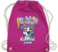 Turnbeutel Rucksack - & Fasching - Taschen - Die tut nix die will nur Karneval feiern Totenkopf I - Unisize - Fuchsia - karnevalsbeutel faschings tasche karnevalstasche karnevals beutel wurfbeutel