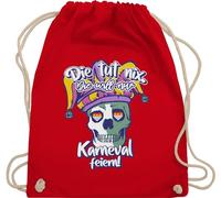 Turnbeutel Rucksack - & Fasching Taschen - Die tut nix. Die will nur Karneval feiern! - Totenkopf - Unisize - Rot - karnevalsbeutel faschings feiern tasche karnevalstasche karnevals nix beutel