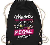 Turnbeutel Rucksack - JGA Junggesellenabschied Frauen - Mädels Egal was passiert Pegel halten - Unisize - Schwarz - team braut brauttaschen bachelorette party malle juterucksäcke apres ski