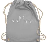 Turnbeutel Rucksack - Katzenbesitzer Geschenk - Herzschlag Katze - Unisize - Hellgrau - tier katzen-tasche cat haustier turnsack katzen beutel katzenmotiv katzenmama sportbeutel kinderrucksack tiere