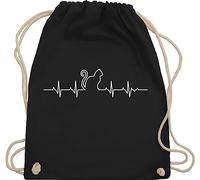 Turnbeutel Rucksack - Katzenbesitzer Geschenk - Herzschlag Katze - Unisize - Schwarz - tier katzen-tasche cat haustier turnsack katzen beutel katzenmotiv katzenmama sportbeutel kinderrucksack tiere