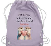 Turnbeutel Rucksack - Kollegin - Mit dir zu arbeiten war ein Geschenk Name I Geschenkideen Abschied Kollege Kleine Geschenke Abschied Kollegen Jobwechsel I Rente I Ruhestand - Unisize - Pastell Lila