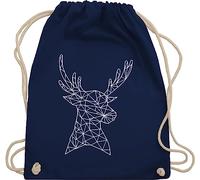 Turnbeutel Rucksack - Kompatibel mit Oktoberfest Tasche - Hirschmotiv I Hirsch I Deer - Unisize - Navy Blau - trachtenrucksack bayrische weißer stoffrucksack trachtentaschen bayrisch beutel