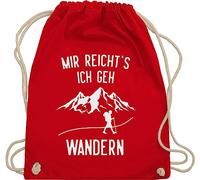 Turnbeutel Rucksack - Laufen Joggen Zubehör - Mir reichts ich geh wandern - Berge - Unisize - Rot - wanderzubehör sportbeutel läufer laufsport berg beutel wanderutensilien hobby tüte stoffbeutel