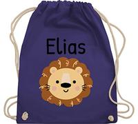 Turnbeutel Rucksack - Löwen - Süßer Löwe - Kindergarten Kita - Unisize - Lila - schulsporttasche jungen name beuteltasche stoff personalisierte taschen geschenke zum kindergartenstart leo