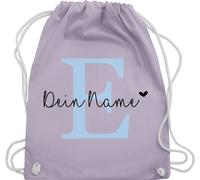 Turnbeutel Rucksack - Name anpassbar Buchstabe Herzchen I Geschenk Initialen - Unisize - Pastell Lila - sportbeutel+personalisiert+kinder schulkind beutel buchstaben e stoffbeutel