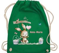 Turnbeutel Rucksack - Ostergeschenke Ostern - Hase Süß Kinder personalisiert I Osterhase - Unisize - Grün - stoffbeutel name kindergarten osterhasentasche oster bunny sportbeutel
