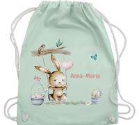 Turnbeutel Rucksack - Ostergeschenke Ostern - Hase Süß Kinder personalisiert I Osterhase - Unisize - Pastell Grün - stoffbeutel name kindergarten osterhasentasche oster bunny sportbeutel