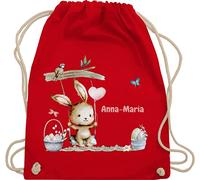 Turnbeutel Rucksack - Ostergeschenke Ostern - Hase Süß Kinder personalisiert I Osterhase - Unisize - Rot - stoffbeutel name kindergarten osterhasentasche oster bunny sportbeutel osterbeutel stoff