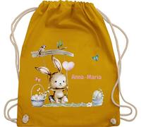 Turnbeutel Rucksack - Ostergeschenke Ostern - Hase Süß Kinder personalisiert I Osterhase - Unisize - Senfgelb - stoffbeutel name kindergarten osterhasentasche oster bunny sportbeutel