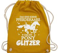 Turnbeutel Rucksack - Pferde Taschen - Das sind keine Pferdehaare - Das ist Pony Glitzer - Unisize - Senfgelb - geschenke für pferdefreunde reitsport beutelrucksack reitsachen pferdemotiven
