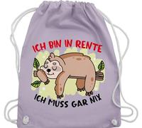 Turnbeutel Rucksack - Rentner - Taschen - Ich bin in Rente Ich muss gar nix Faultier - Unisize - Pastell Lila - geschenk retirement der tasche frauen zum ruhestand und sportbeutel pension nichts