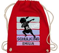 Turnbeutel Rucksack - Schulanfang Einschulung - BÄÄM!! Schulkind Mädchen - Unisize - Rot - name erster schultag sportbeutel schulanfänger bääm juterucksäcke personalisierter schul beutel