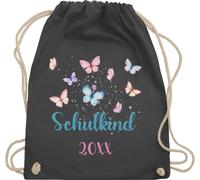 Turnbeutel Rucksack - Schulanfang Einschulung - Butterfly Schulkind - Unisize - Dunkelgrau - erster schultag sportbeutel schulanfänger schul beutel einschulung-schulkind schulbeutel schulkinder