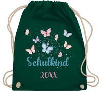 Turnbeutel Rucksack - Schulanfang Einschulung - Butterfly Schulkind - Unisize - Dunkelgrün - erster schultag sportbeutel schulanfänger schul beutel einschulung-schulkind schulbeutel schulkinder
