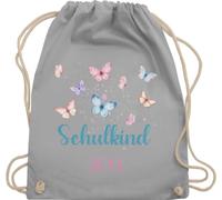 Turnbeutel Rucksack - Schulanfang Einschulung - Butterfly Schulkind - Unisize - Hellgrau - erster schultag sportbeutel schulanfänger schul beutel einschulung-schulkind schulbeutel schulkinder