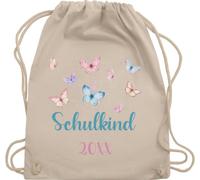 Turnbeutel Rucksack - Schulanfang Einschulung - Butterfly Schulkind - Unisize - Naturweiß - erster schultag sportbeutel schulanfänger schul beutel einschulung-schulkind schulbeutel schulkinder