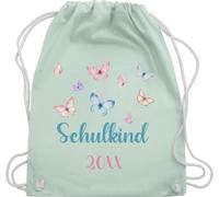 Turnbeutel Rucksack - Schulanfang Einschulung - Butterfly Schulkind - Unisize - Pastell Grün - erster schultag sportbeutel schulanfänger schul beutel einschulung-schulkind schulbeutel schulkinder
