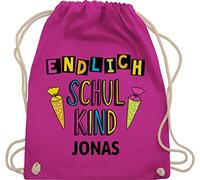 Turnbeutel Rucksack - Schulanfang Einschulung - Endlich Schulkind - Unisize - Fuchsia - schule jungen erster schultag sportbeutel schulanfänger ich bin sporttasche schul beutel