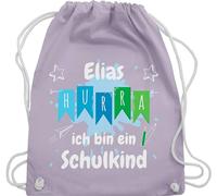Turnbeutel Rucksack - Schulanfang Einschulung - Hurra ich bin ein Schulkind - Unisize - Pastell Lila - erster schultag sportbeutel schulanfänger name stoffbeutel schul beutel einschulung-schulkind
