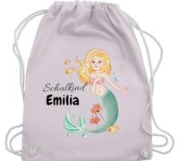 Turnbeutel Rucksack - Schulanfang Einschulung - Meerjungfrau Schulkind - Unisize - Pastell Rosa - erster schultag sportbeutel schulanfänger schule turntasche schul beutel einschulung-schulkind name