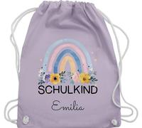 Turnbeutel Rucksack - Schulanfang Einschulung - Regenbogen Schulkind - Unisize - Pastell Lila - name erster schultag sportbeutel schulanfänger 2022 mädchen beutelrucksäcke baumwoll schul beutel