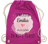 Turnbeutel Rucksack - Schulanfang Einschulung - Schulkind - Du bist erste Klasse - Unisize - Fuchsia - personalisierter mädchen 1. erster schultag sportbeutel schulanfänger 1.klasse stoffbeutel