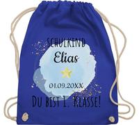 Turnbeutel Rucksack - Schulanfang Einschulung - Schulkind - Du bist erste Klasse - Unisize - Royalblau - geschenke erster schultag sportbeutel schulanfänger jungen ich bin eingeschult stoffbeutel