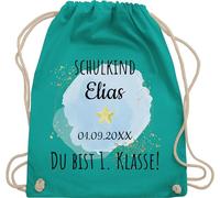 Turnbeutel Rucksack - Schulanfang Einschulung - Schulkind - Du bist erste Klasse - Unisize - Türkis - geschenke erster schultag sportbeutel schulanfänger jungen ich bin eingeschult stoffbeutel