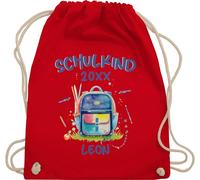 Turnbeutel Rucksack - Schulanfang - Schulkind 2026 | Einschulung 2026 | Geschenk Schulkind Junge | Geschenke Einschulung Junge - Unisize - Rot - 2024 erster schultag sportbeutel schulanfänger 2025