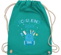 Turnbeutel Rucksack - Schulkind 2026 Geschenk Schulanfang Geschenke Einschulung Geschenk Schulkind I - Unisize - Türkis - personalisierte rucksäcke schulkinder erster schultag sportbeutel