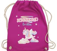 Turnbeutel Rucksack - Schulkind Mädchen Geschenk Einhorn mit Namen I Schulanfang Geschenk Einschulung Geschenkidee Schulbeginn - Unisize - Fuchsia - erster schultag sportbeutel schulanfänger