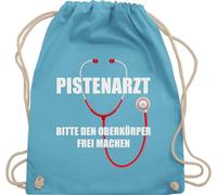 Turnbeutel Rucksack - Skiurlaub - Pistenarzt I Mottoparty Apres Ski Party Outfit I Skikostüm I Pisten Arzt Kostüm Skifahren - Unisize - Hellblau - beutel skifahrer skiarzt apre skioutfit tasche