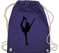 Turnbeutel Rucksack - Snowboard, Ski und mehr - Eiskunstläuferin Einzellaufen - Unisize - Lila - kinderturnbeutel skifahren eislauf baumwollrucksack sport tasche kinder wintersport iceskate