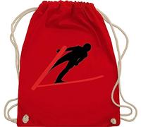 Turnbeutel Rucksack - Snowboard, Ski und mehr - Skispringer Skispringen - Unisize - Rot - wintersport skifahren skifahrer beutel springen baumwollrucksack gymsack bag turnsack turnsackerl rucksäcke