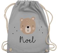 Turnbeutel Rucksack - Süßer Bär I Bären I Bärenmotiv I Bear - Unisize - Hellgrau - personalisierte geschenke kinder kindergarten wechselbeutel teddy name sporttasche personalisierter junge