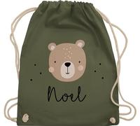 Turnbeutel Rucksack - Süßer Bär I Bären I Bärenmotiv I Bear - Unisize - Olivgrün - personalisierte geschenke kinder kindergarten wechselbeutel teddy name sporttasche personalisierter junge