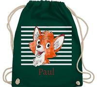 Turnbeutel Rucksack - Süßer Fuchs - Jungen Geschenk Fox - Unisize - Dunkelgrün - sportbeutel junge schul sporttasche +mit+fuchs fuchsmotiv beutel name kindergartenwechselkleidung tasche