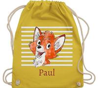 Turnbeutel Rucksack - Süßer Fuchs - Jungen Geschenk Fox - Unisize - Gelb - sportbeutel junge schul sporttasche +mit+fuchs fuchsmotiv beutel name kindergartenwechselkleidung tasche personalisieren