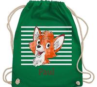 Turnbeutel Rucksack - Süßer Fuchs - Jungen Geschenk Fox - Unisize - Grün - sportbeutel junge schul sporttasche +mit+fuchs fuchsmotiv beutel name kindergartenwechselkleidung tasche personalisieren