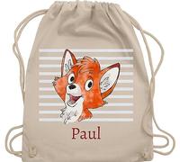 Turnbeutel Rucksack - Süßer Fuchs - Jungen Geschenk Fox - Unisize - Naturweiß - sportbeutel junge schul sporttasche +mit+fuchs fuchsmotiv beutel name kindergartenwechselkleidung tasche