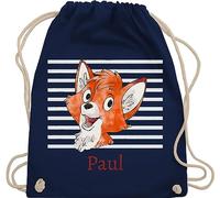Turnbeutel Rucksack - Süßer Fuchs - Jungen Geschenk Fox - Unisize - Navy Blau - sportbeutel junge schul sporttasche +mit+fuchs fuchsmotiv beutel name kindergartenwechselkleidung tasche