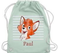 Turnbeutel Rucksack - Süßer Fuchs - Jungen Geschenk Fox - Unisize - Pastell Grün - sportbeutel junge schul sporttasche +mit+fuchs fuchsmotiv beutel name kindergartenwechselkleidung tasche