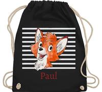Turnbeutel Rucksack - Süßer Fuchs - Jungen Geschenk Fox - Unisize - Schwarz - sportbeutel junge schul sporttasche +mit+fuchs fuchsmotiv beutel name kindergartenwechselkleidung tasche