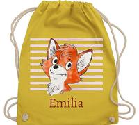 Turnbeutel Rucksack - Süßer Fuchs mit Name personalisiert I Mädchen Geschenk Fox - Unisize - Gelb - schul sporttasche +mit+fuchs beutel kindergartenwechselkleidung tasche fuchsmotiv sportbeutel